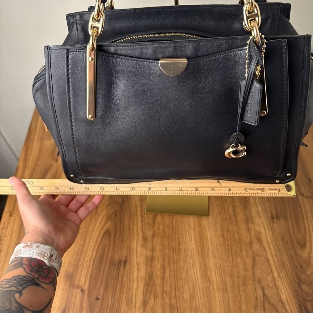 Coach Dreamer 36 Black Leather Shoulder Bag Satchel Gold Hardware - Picture 8 of 16